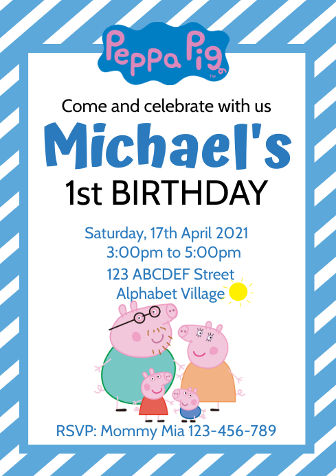 Peppa Pig Birthday Invitation 40 Template | PosterMyWall