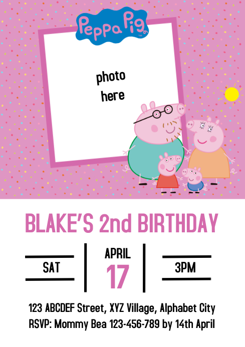 Peppa Pig Birthday Invitation 50 Template | PosterMyWall