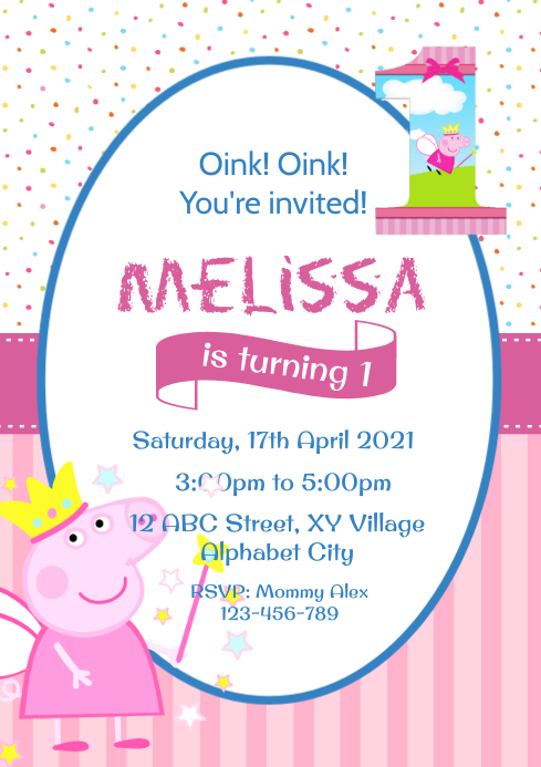 Peppa Pig Birthday Invitation Template | PosterMyWall