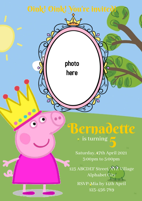 Peppa Pig Birthday Invitation Template | PosterMyWall