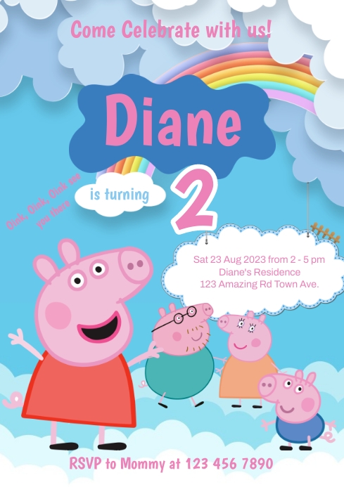 Peppa Pig Birthday Invitation Template | PosterMyWall