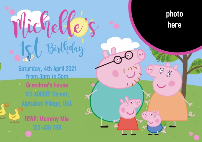 Peppa Pig Birthday Invitation Template | PosterMyWall