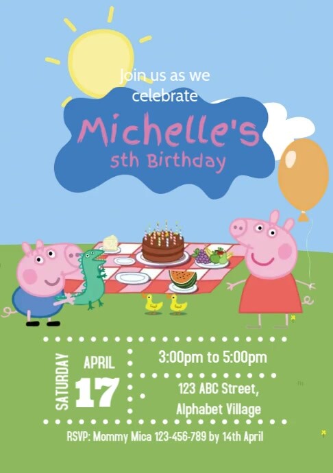 Modele Une Invitation D Anniversaire Peppa Pig Postermywall Modele Une Invitation D Anniversaire Peppa Pig Postermywall