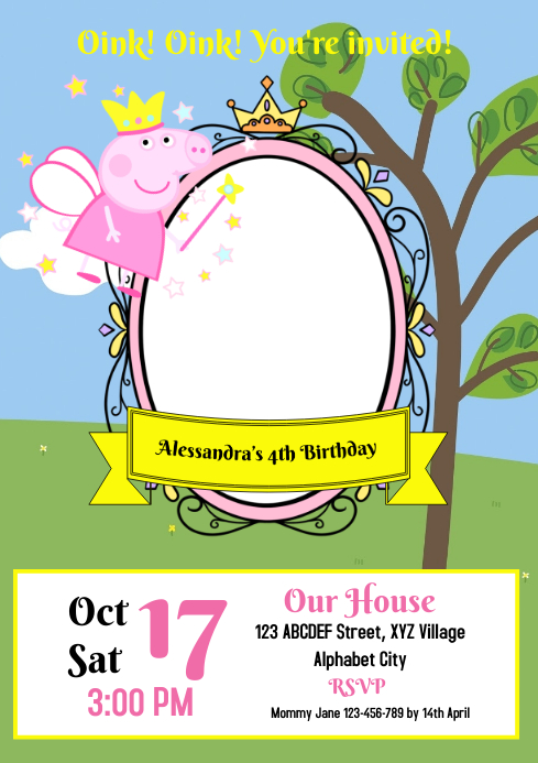 Peppa Pig Birthday Invitation Template | PosterMyWall