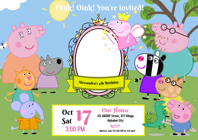 Peppa Pig Birthday Invitation Template | PosterMyWall