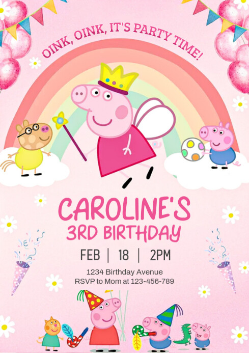 peppa pig birthday invitation Template | PosterMyWall
