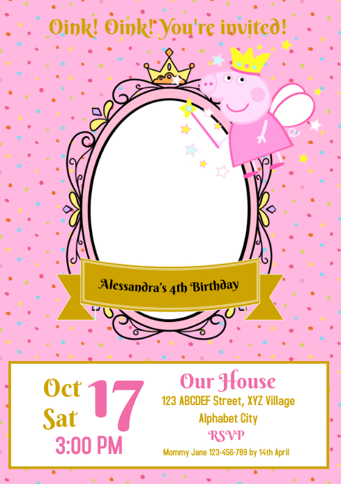 Peppa Pig Birthday Invitation Template | PosterMyWall