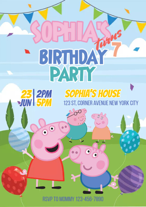 Peppa Pig Birthday Invitation Template | PosterMyWall