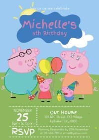 Peppa Pig Birthday Invitation A4 template