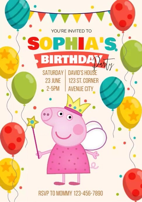 Peppa Pig Birthday Invitation Template | PosterMyWall