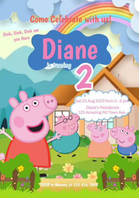 Peppa Pig Birthday Party Invitation Template | PosterMyWall