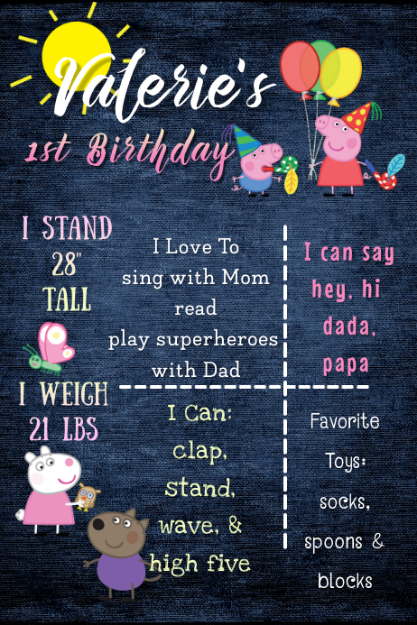 Peppa Vark Verjaardagplakkaat- templaat | PosterMyWall