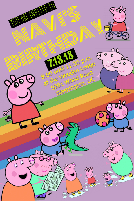 Peppa Pig Invitation Template Postermywall