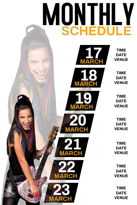 PERFORMANCE SCHEDULE POSTER TEMPLATE | PosterMyWall