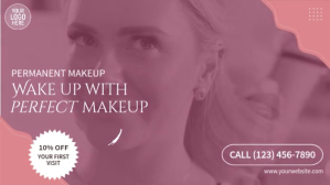 Pastel Pink Permanent Makeup Salon Digital Signage Video Digitalt display (16:9) template