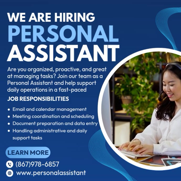 Plantilla de Personal Assistant | PosterMyWall