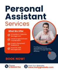 Personal Assistant Services Flyer — Professional Virtual Assistant Promotion | Editable Template Instagram Portrait