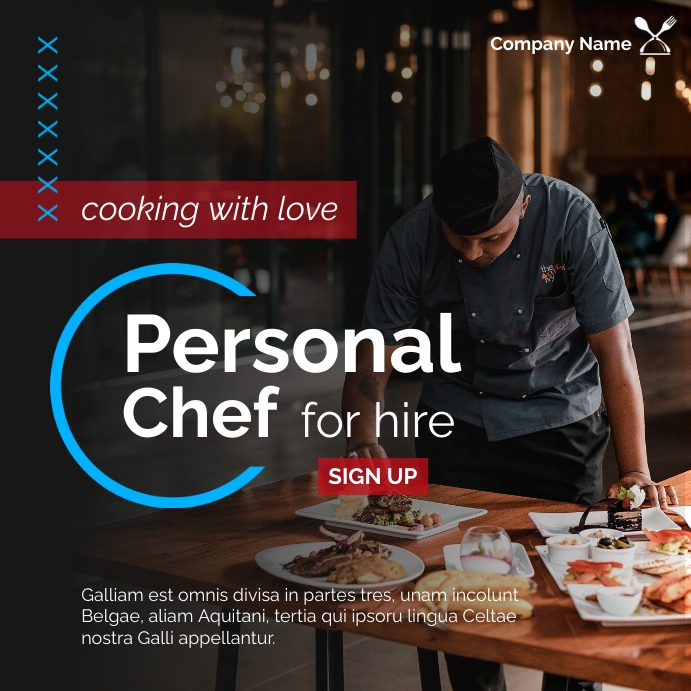 personal chef for hire advertising Template | PosterMyWall