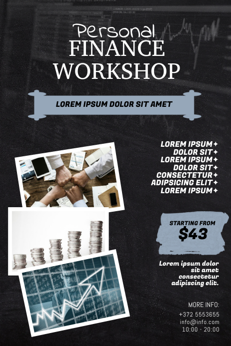 Personal Finance Workshop Flyer Design Poster template