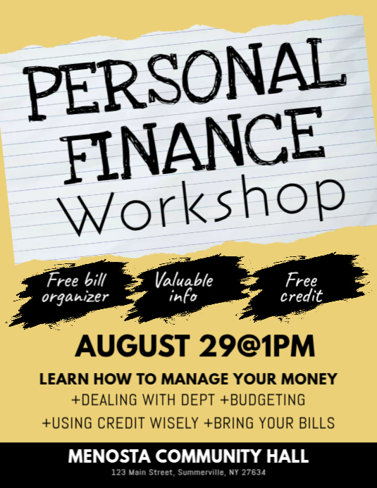 Personal Finance Workshop Flyer Volante (Carta US) template