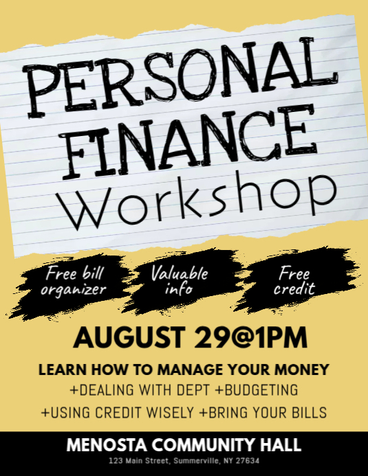 Sjabloon Personal Finance Workshop Flyer Postermywall