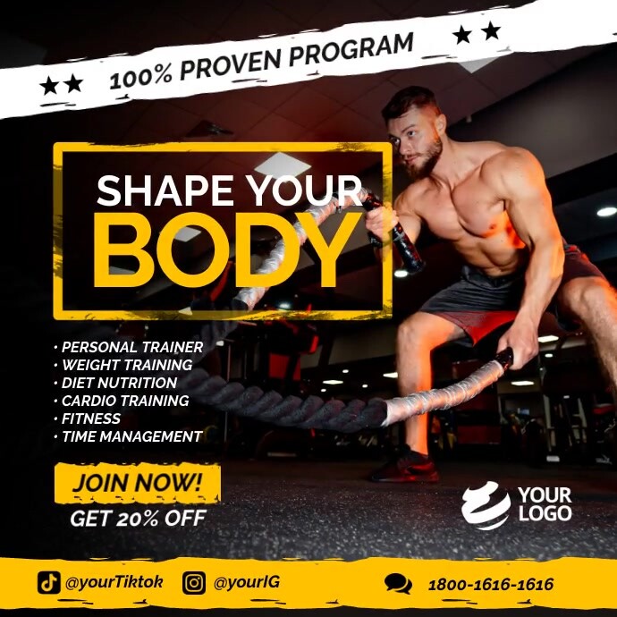 Personal Trainer Ad Social Media Publicación de Instagram template