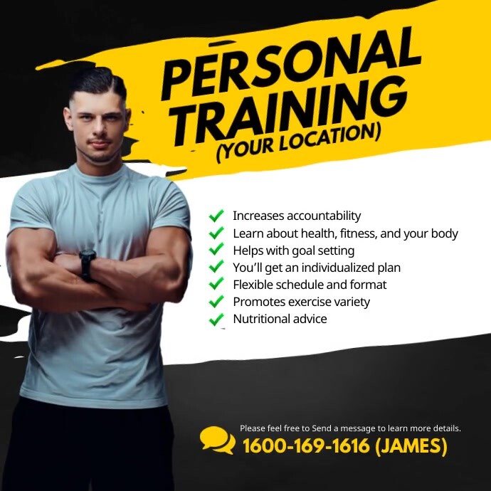 Yellow Personal Training Fitness Video Template | PosterMyWall