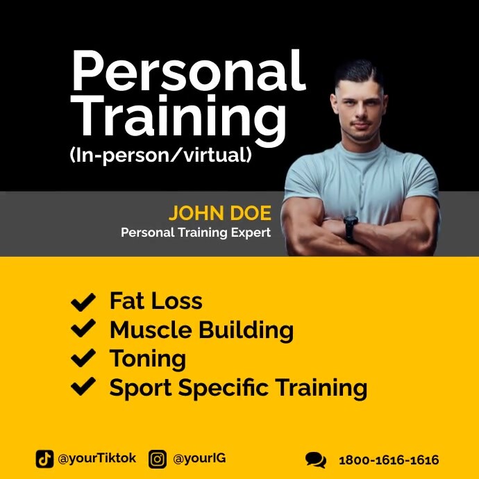 Personal Training Instagram Ads Template | PosterMyWall