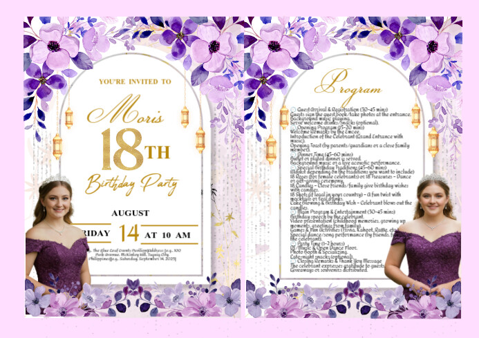 Personalized Debut Event Invitation and Schedule Template | PosterMyWall