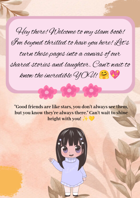 Personalized Slam Book Intro Page A4 template