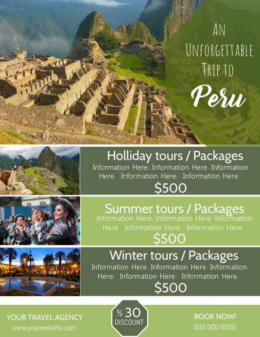 Peru Travel Poster Flyer Template Postermywall