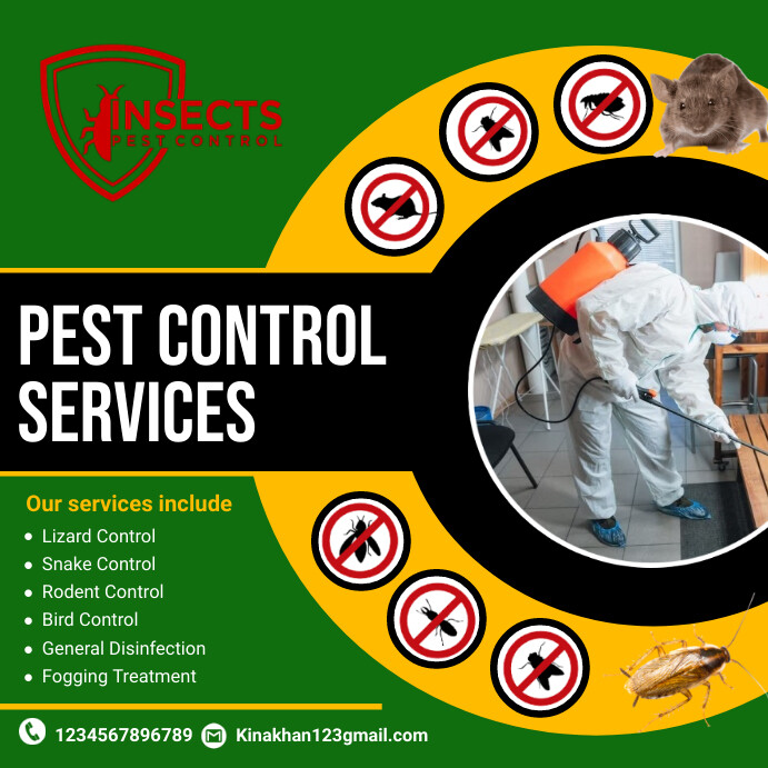 Pest Control Flyer, pest control services adv Сообщение Instagram template