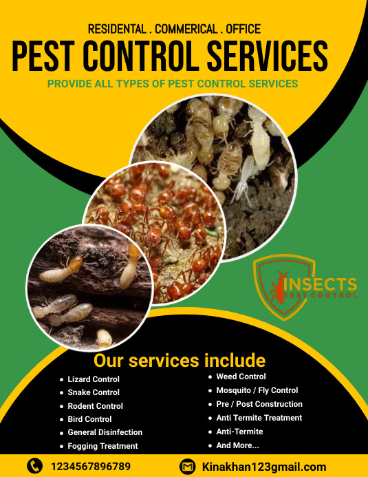 Pest Control Flyer, pest control services adv ใบปลิว (US Letter) template