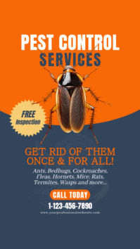 Blue Orange Professional Pest Control Instagram Story Exterminator Service Template