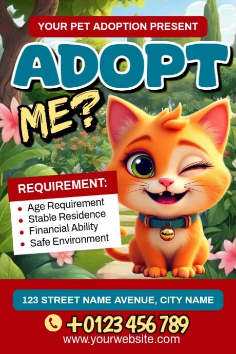 Pet Adoption Design Плакат template