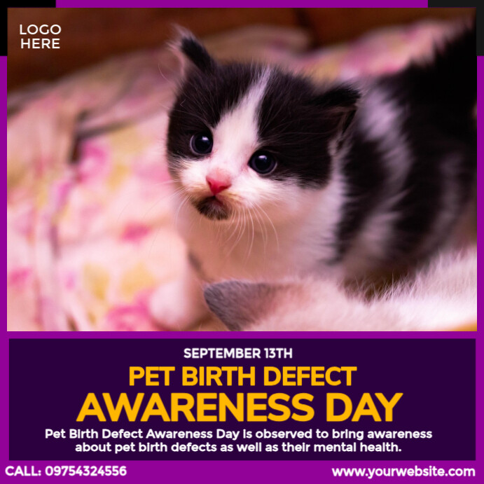 Pet Birth Defect Awareness Day Publicação no Instagram template