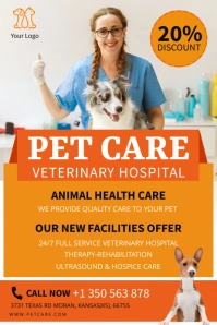 Pet Care Clinic Flyer Poster template