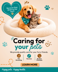White Pet Care Instagram Portrait Template