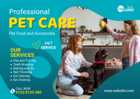 Pet care service advertisement Postcard template