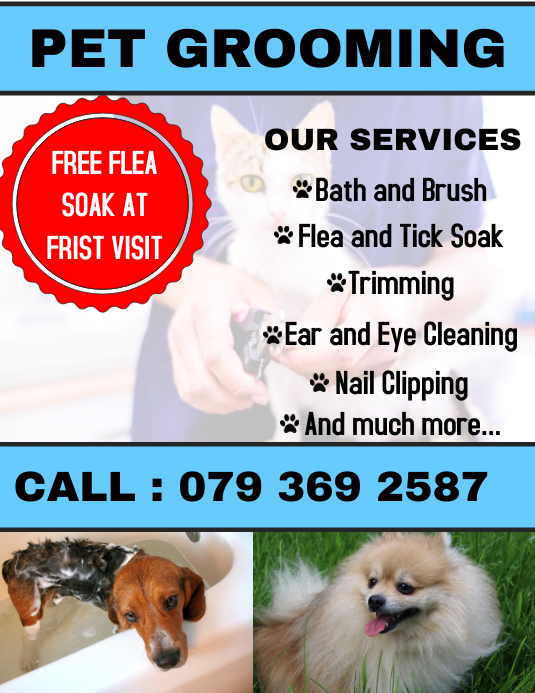Copy of pet grooming flyer PosterMyWall