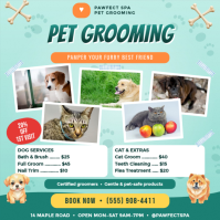 Turquoise Pet Grooming Instagram-opslag Template