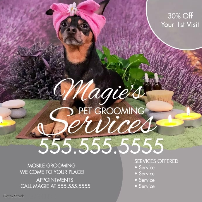 Pet Grooming Service Mobile Flyer Ad Instagram Post template