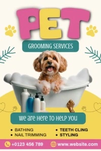 Pet Grooming Services Poster template