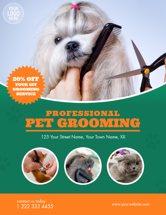 Turquoise Pet Grooming Flyers Template | PosterMyWall