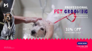 Pet Grooming Services Video Ad Digitalanzeige (16:9) template
