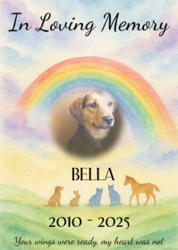 Pet Memorial Sympathy Card - Printable Template A6
