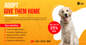 Orange Pet Adoption Изображение, которым поделились на Facebook Template
