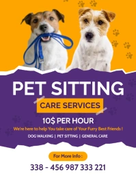 pet sitter and walking services flyer adverti template