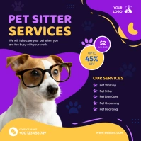 Pet Sitter Services Flyer Square (1:1) template
