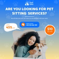 Pet Sitter Services Flyer Square (1:1) template
